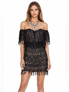 Revolve Stone Cold Fox Iowa Dress In Black Size XS Small Party Lace Overlay